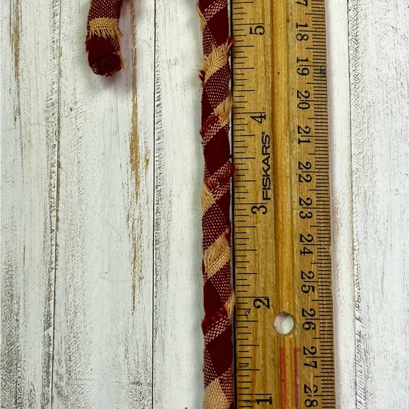 12 Primitive 6" BARN RED LG CK Fabric Candy Canes Christmas Ornaments farmhous… - Picture 7 of 11